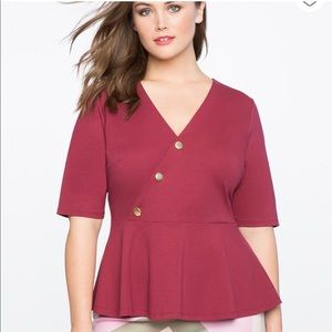 Black Eloquii wrap peplum top. Size 16.